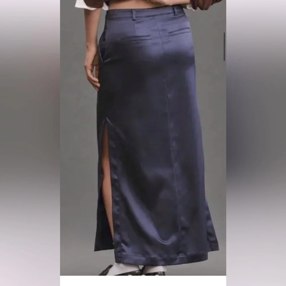 NEW Anthropologie Navy Blue Trouser Maxi Skirt Size 2 - Picture 2 of 10